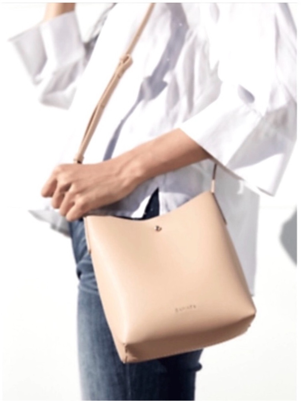 Samara minimalist mini crossbody bag, tan, faux leather
